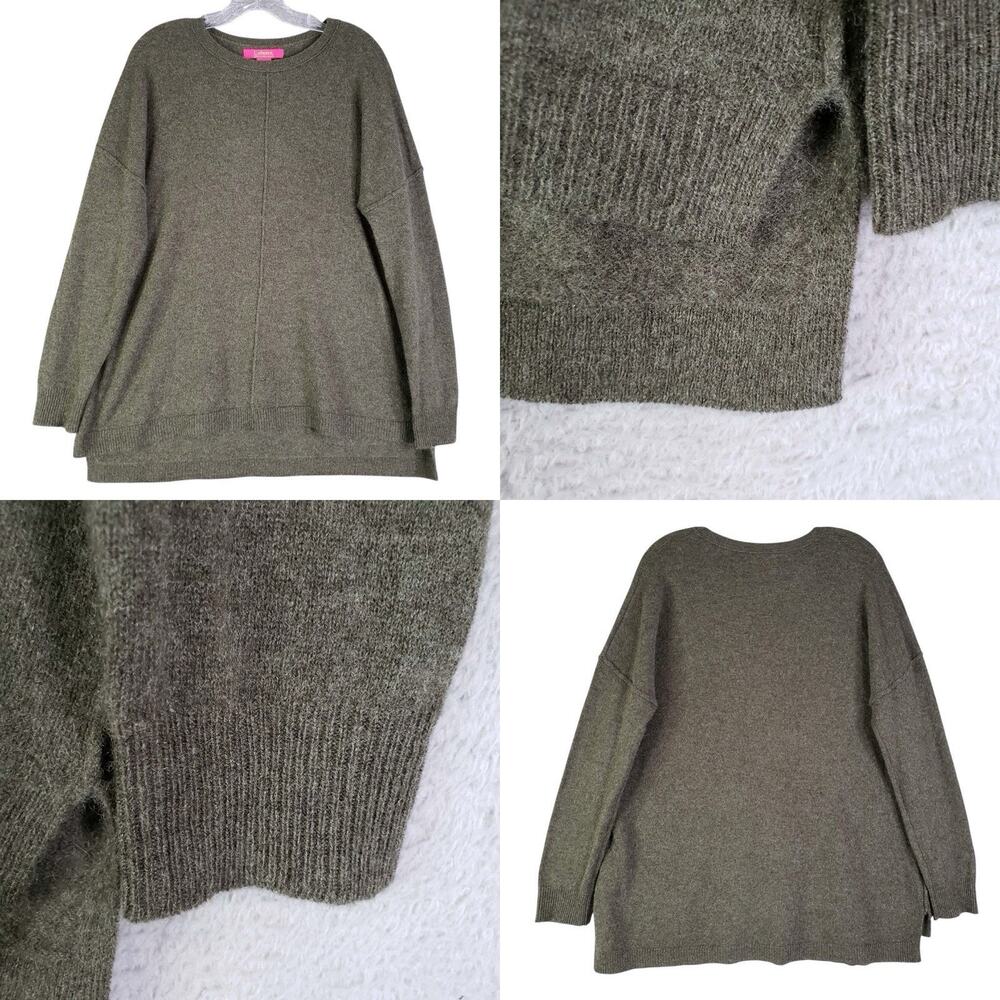 Catherine Malandrino 100% Cashmere Round Neck Tunic Sweater Size Medium Green
